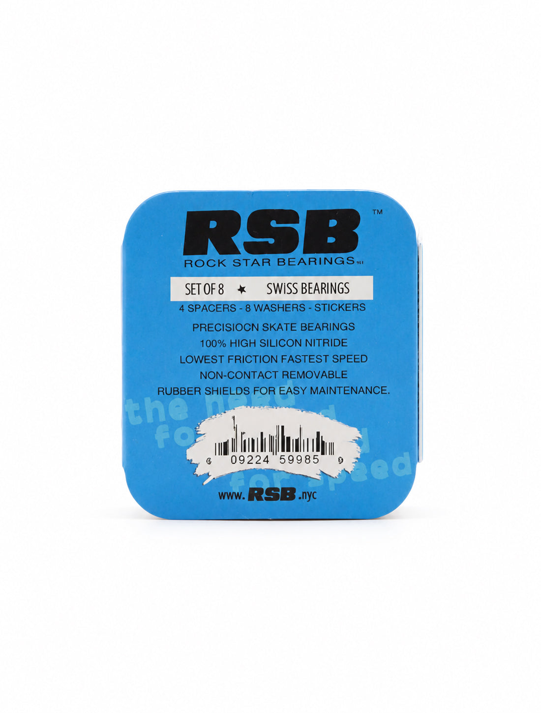 Rock Star Bearings Swiss Metal 8 pack close-up with spacers