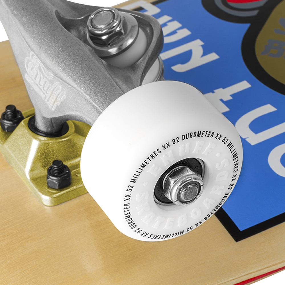Enuff Lucky Cat Complete Skateboard 8" Natural - wheel detail