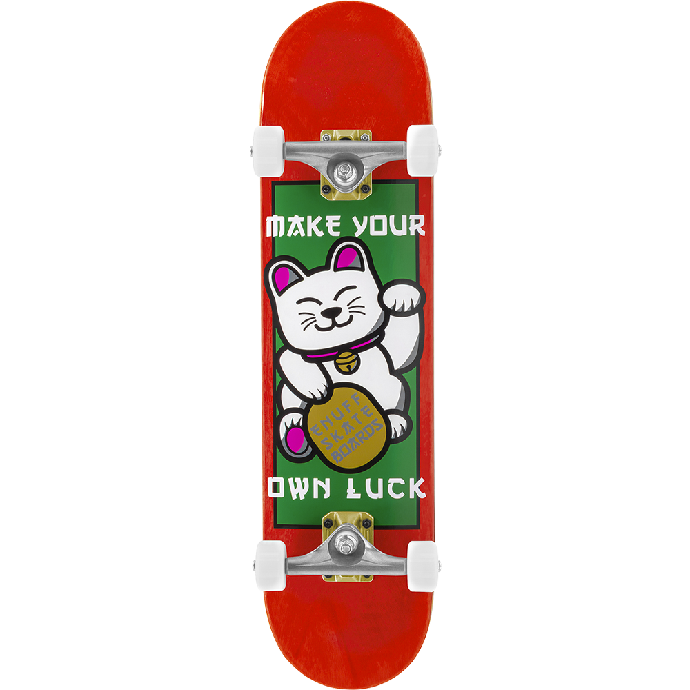 Enuff Lucky Cat Complete Skateboard 8" Red - graphic