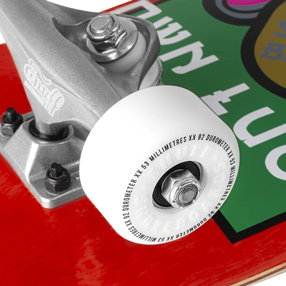 Enuff Lucky Cat Mini Complete Skateboard Red - wheel detail