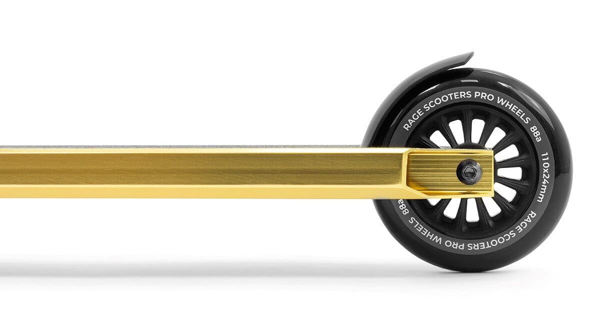Rage One Stunt Scooter Gold - wheel detail