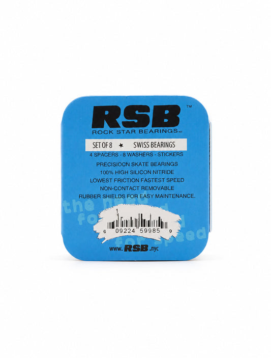 Rock Star Bearings Swiss Metal 8 pack close-up with spacers